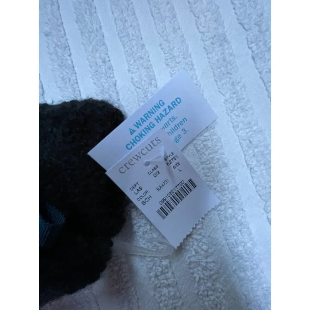 New Crewcuts Boy's Large Winter Fleece Mittens Embroidered Panda Paw Black